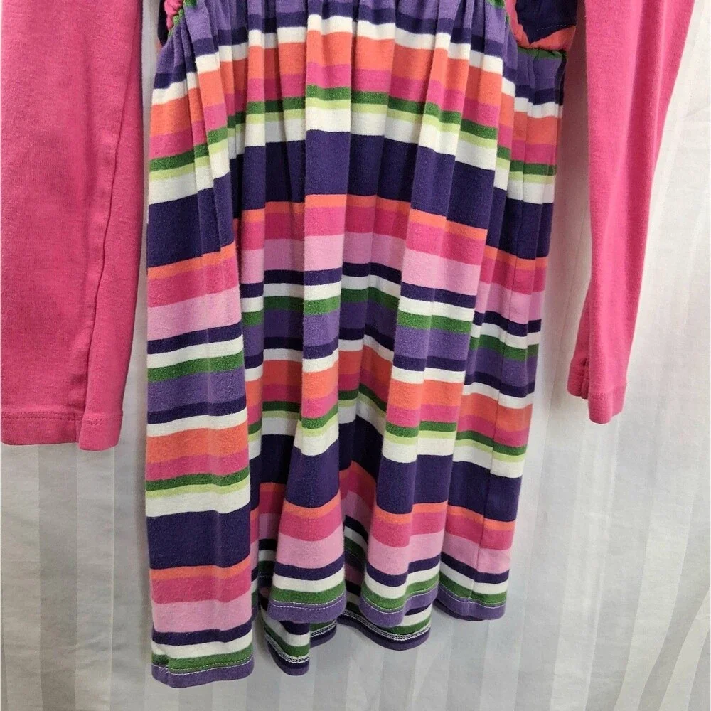 Gymboree Falling For Feathers Striped Dress Size 7 Colorful 3D Flowers
